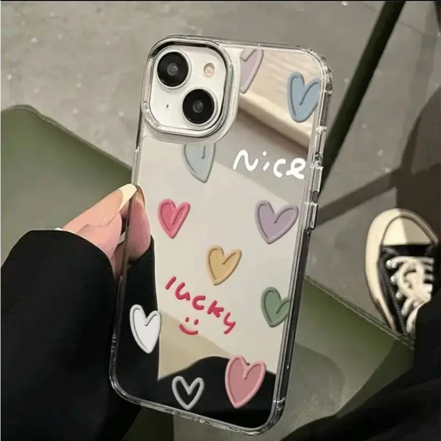 Casing MIRROR Motif LOVE LUCU Cocok Untuk iPhone 11/12/13/14/15 X/XS/XR/XSMAX/Plus/Pro/ProMax