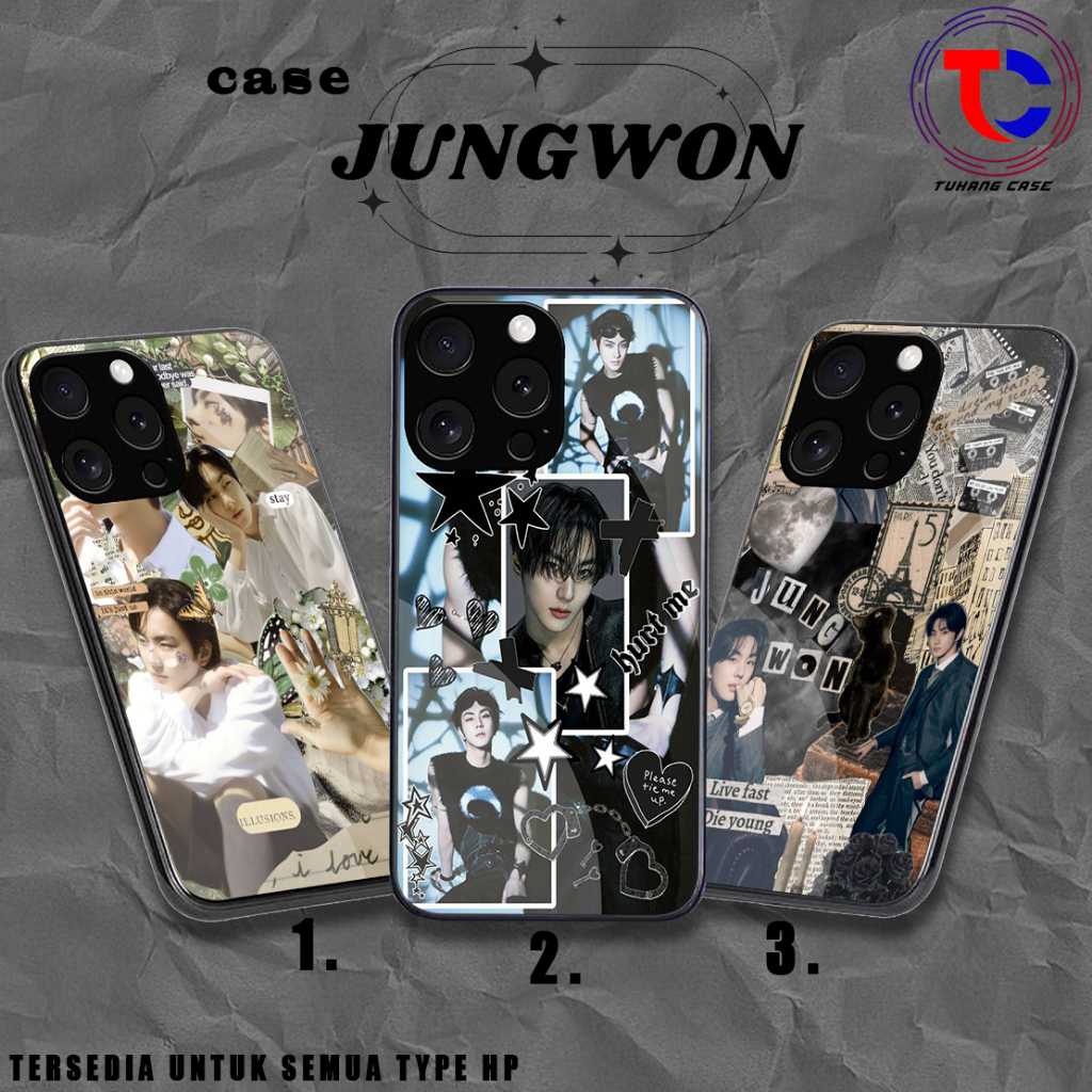 Softcase Glass Jungwoon Enhypen - Softcase Glossy - Softcase Kaca  Iphone samsung xiaomi redmi oppo 