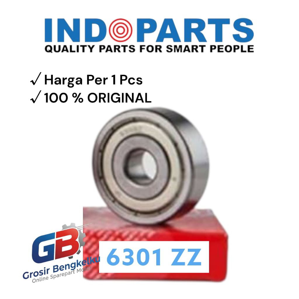 Indoparts Bearing 6301 ZZ - Laker Roda Depan Belakang - Laher roda motor - Laker Roda - Bantalan Rod