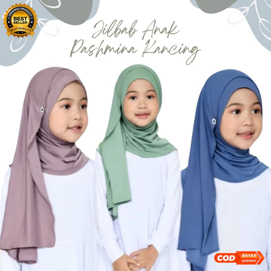 Pashmina Instan Kids Kancing Jilbab Anak Pashtan Jersey Premium 2-6 tahun Jilbab instan Pashmina kan