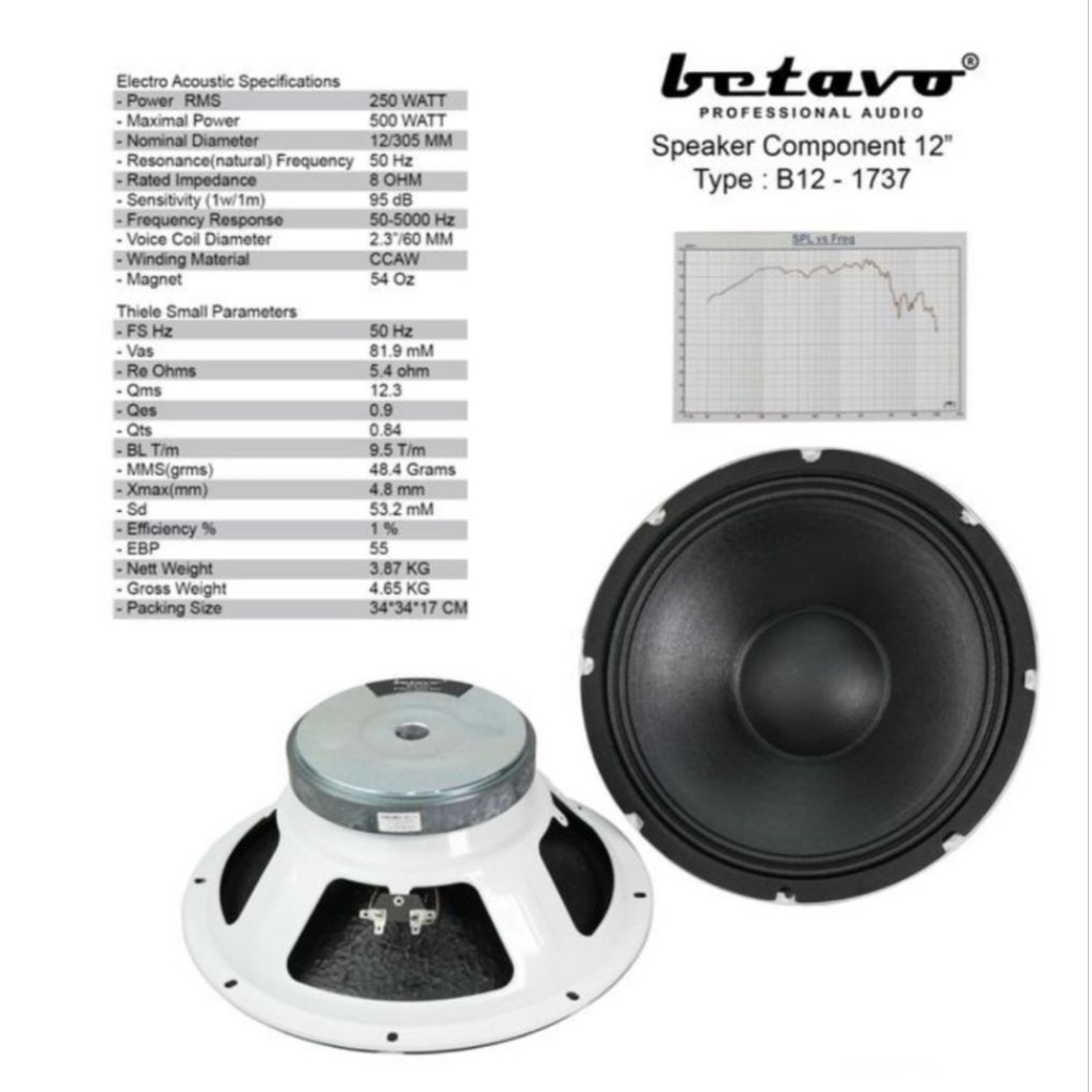 SPEAKER KOMPONEN BETAVO B12-1737 12 INCH BETAVO B121737