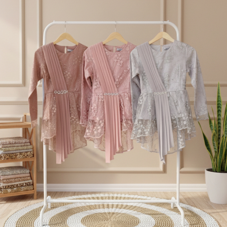 Atasan Kebaya Aurora Selendang Rosegold/Kebaya Tille Wisuda Lamara Wanita Modern