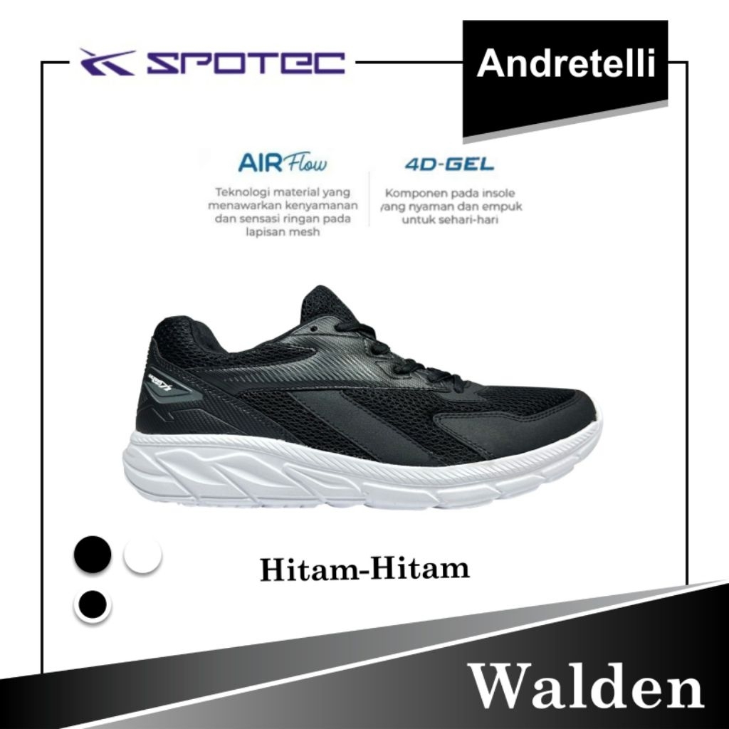 SPOTEC WALDEN Sepatu Sekolah HITAM / PUTIH