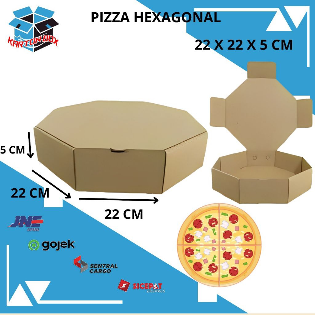 kardus pizza 22x22x5 Box pizza hexagonal/pizza hexagonal/pizza polos