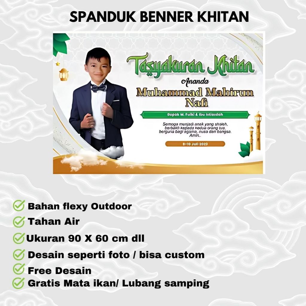 BENNER/MMT SPANDUK DEKORASI KHITANAN ANAK LAKI LAKI ECOGREEN