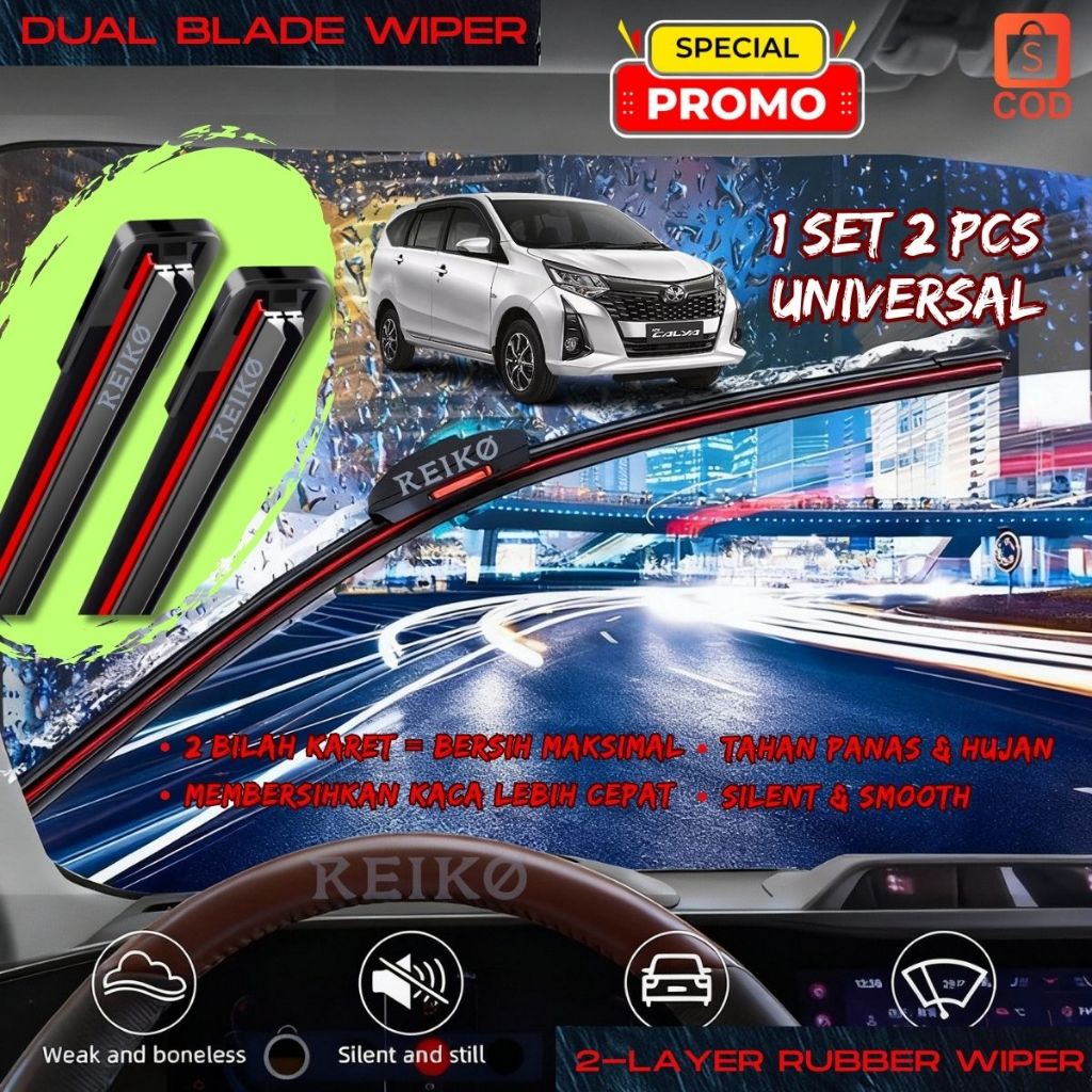 WIPER DOUBLE BLADE CALYA SIGRA UNIVERSAL / WIPER DUAL KARET  / DOUBLE KARET / WIPER 2 LAPIS REIKO