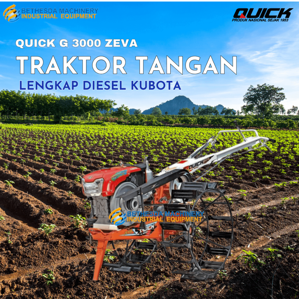 Quick G 3000 Zeva Traktor Bajak Sawah Lengkap Diesel Kubota RD 85