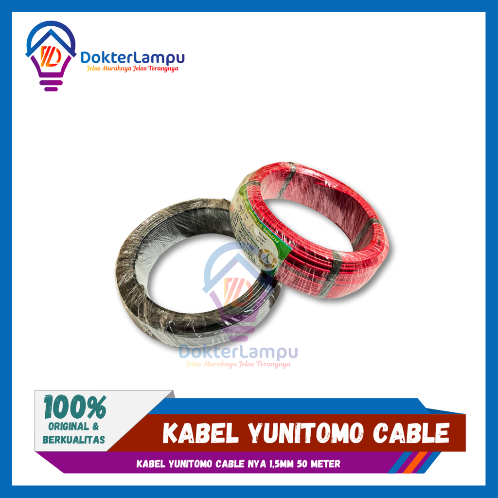 Kabel NYA ENGKEL 1.5 Tunggal  STANDART SNI LMK  TEMBAGA ASLI 50 M (PULUNG)DIGANTI MERK YUNITOMO