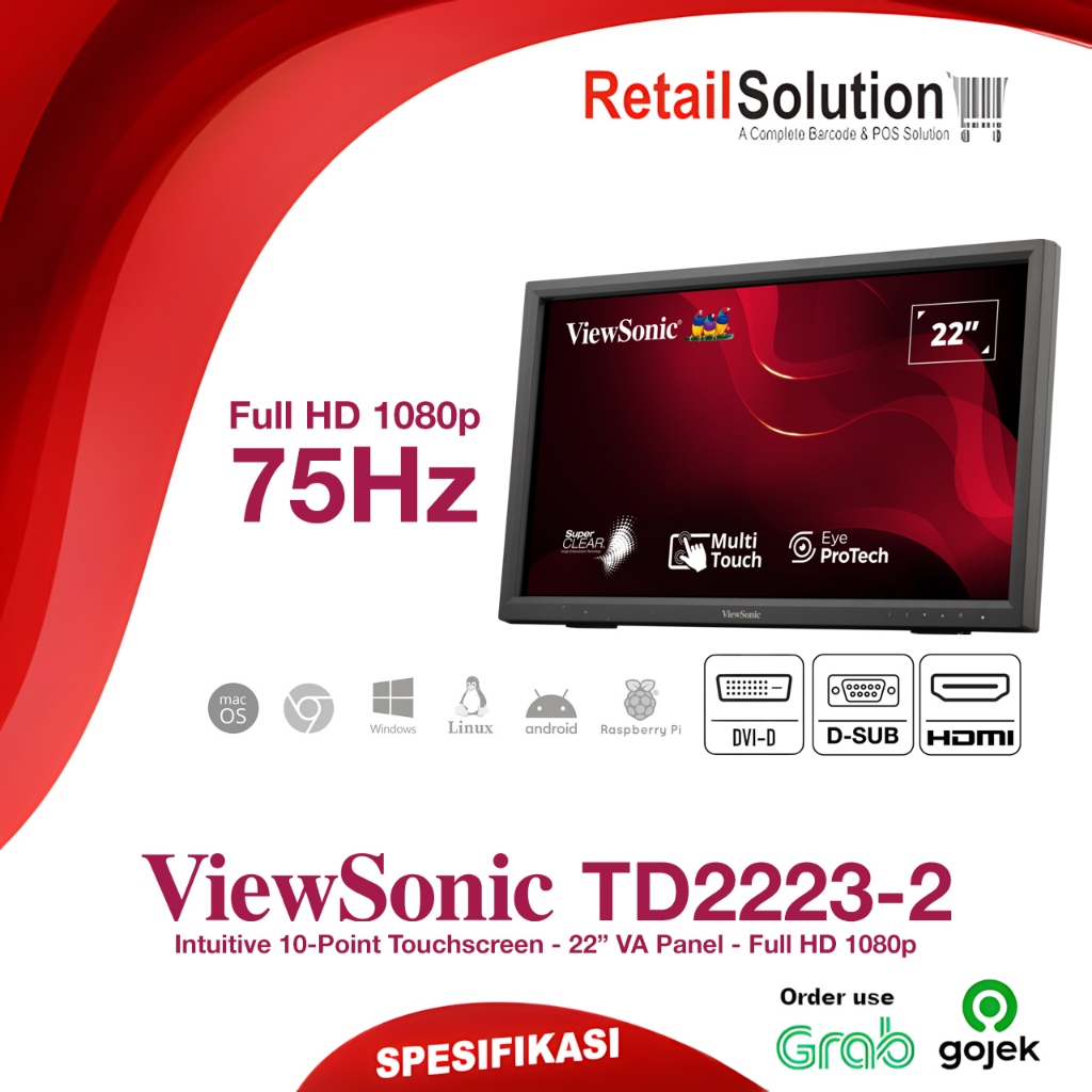 Monitor Touchscreen Viewsonic TD2223-2 / TD-2223-2 22" Full HD 1080p HDMI