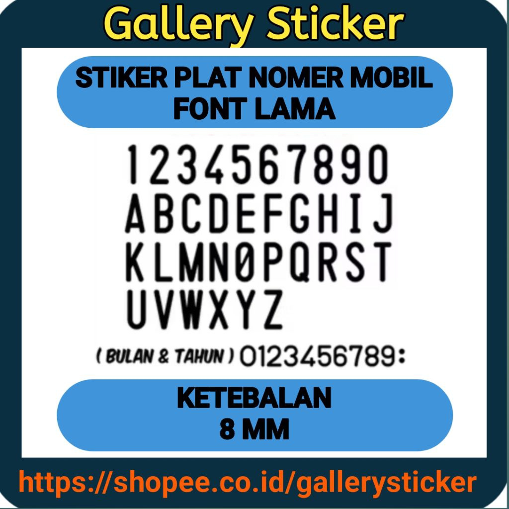 (Siap Kirim) Stiker Plat Nomer Mobil Font Lama, Stiker Plat Nomer Mobil Model Standar, Stiker Angka 