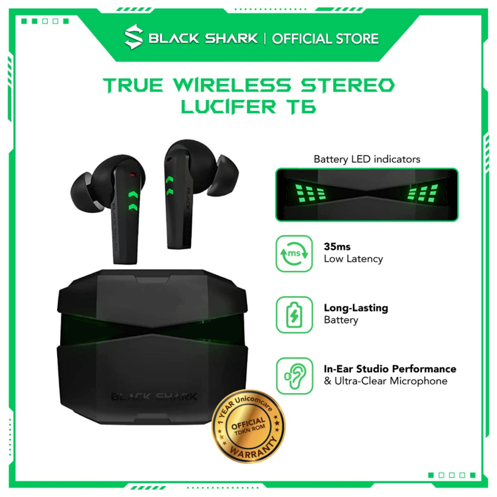 [Best Selling] Black Shark Lucifer T6 | Realistic Gaming Experience | Latency up to 35ms | Mic Pered