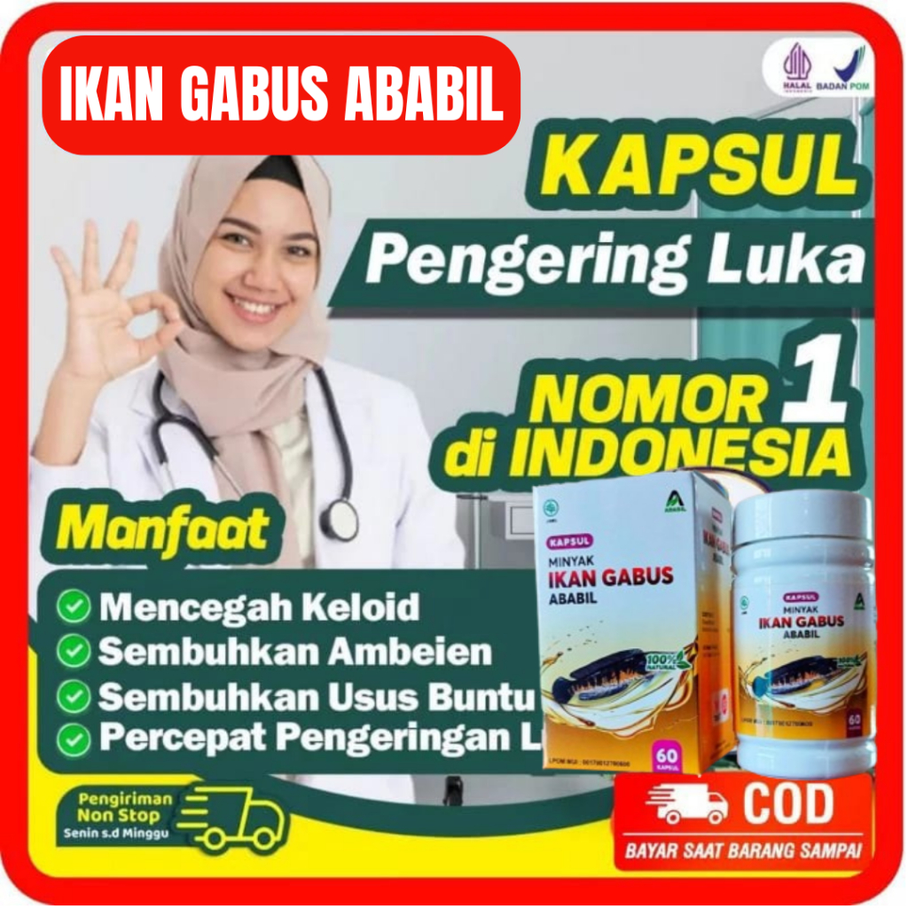 KAPSUL MINYAK IKAN GABUS ABABIL - HERBAL UNTUK MENGERINGKAN LUKA OPERASI DAN CAESAR EKSTRAK IKAN GAB