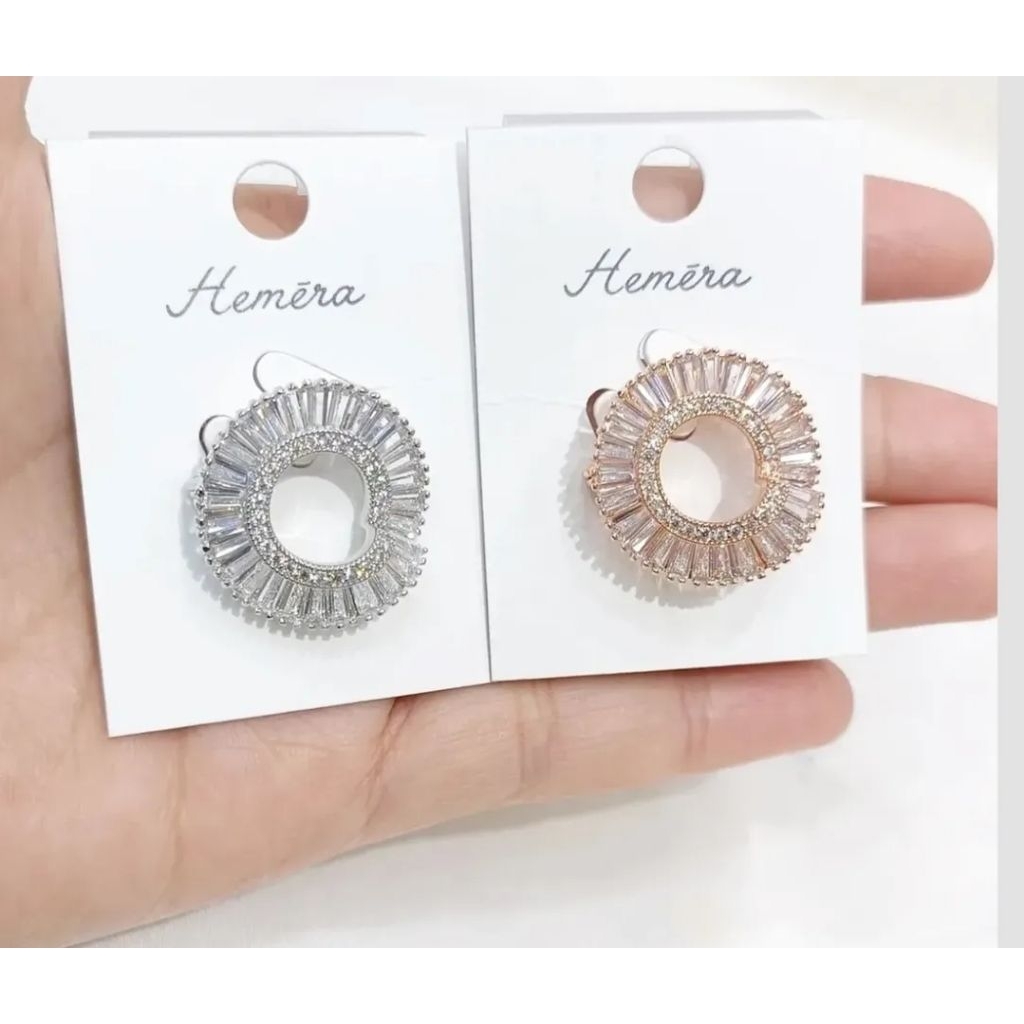 Bros dagu mini motif bulat donut zircon diamond Bros penii hijab batu permata sirkon blink mewah ele