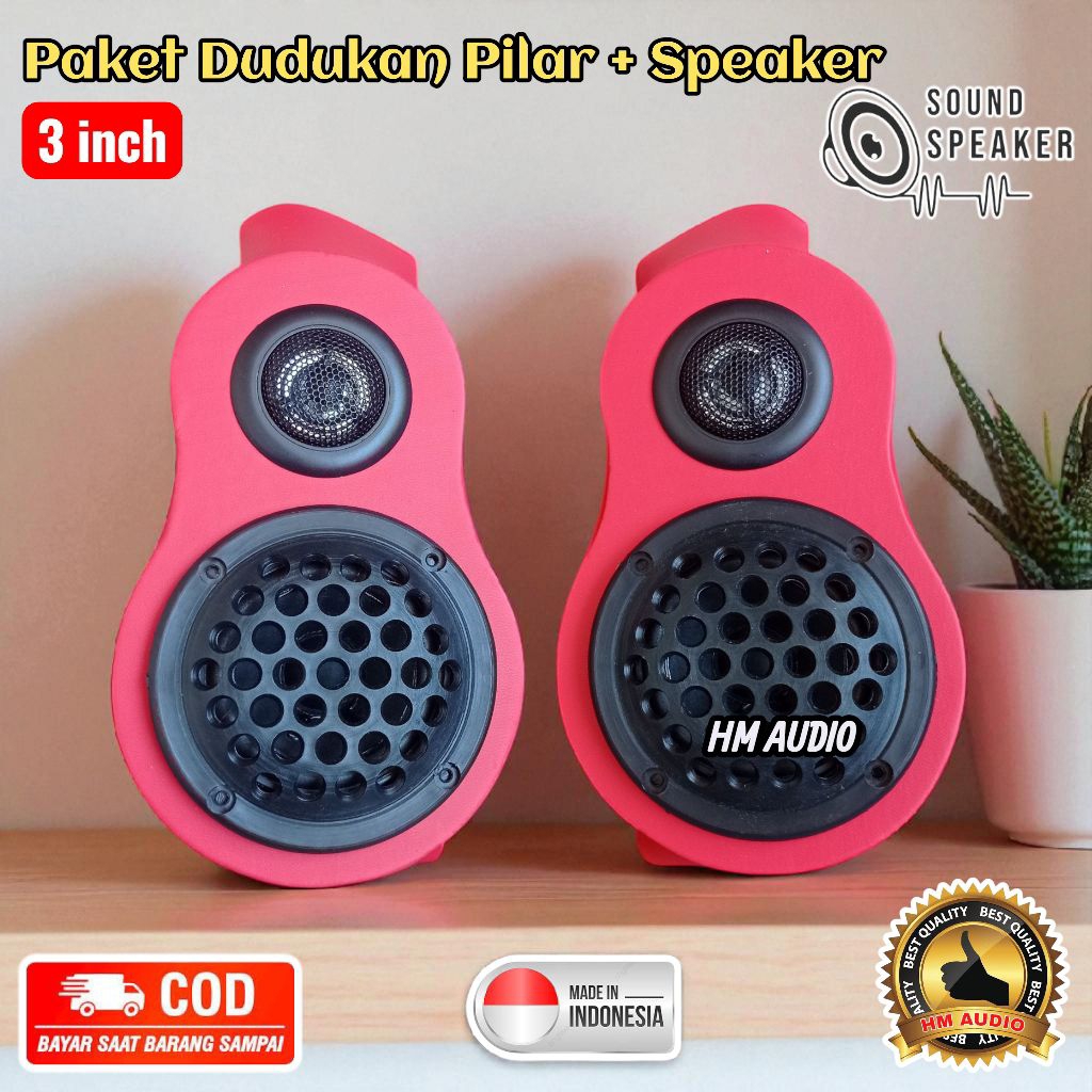 Paket dudukan Speaker Pilar 3 way + Speaker 3 inch Audax +Tweter