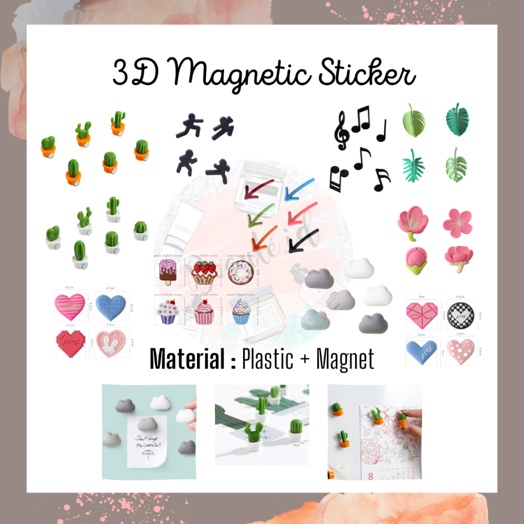 1 Set Tempelan Kulkas Magnet Kulkas Song Daun Cloud Dekorasi 3D Sticker Magnetic Tempel Memo Note di