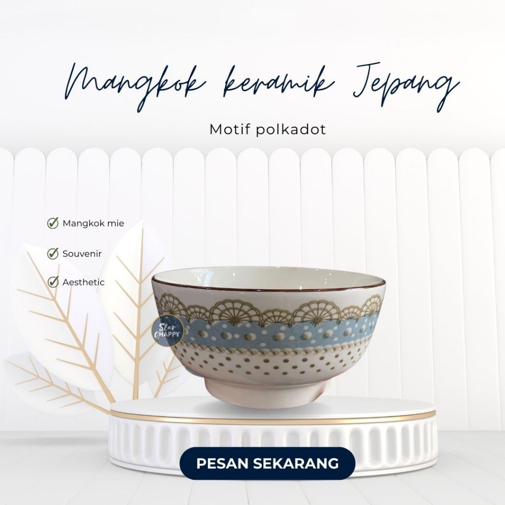 *FREE GIFT* Mangkok ramen keramik Jepang motif polkadot