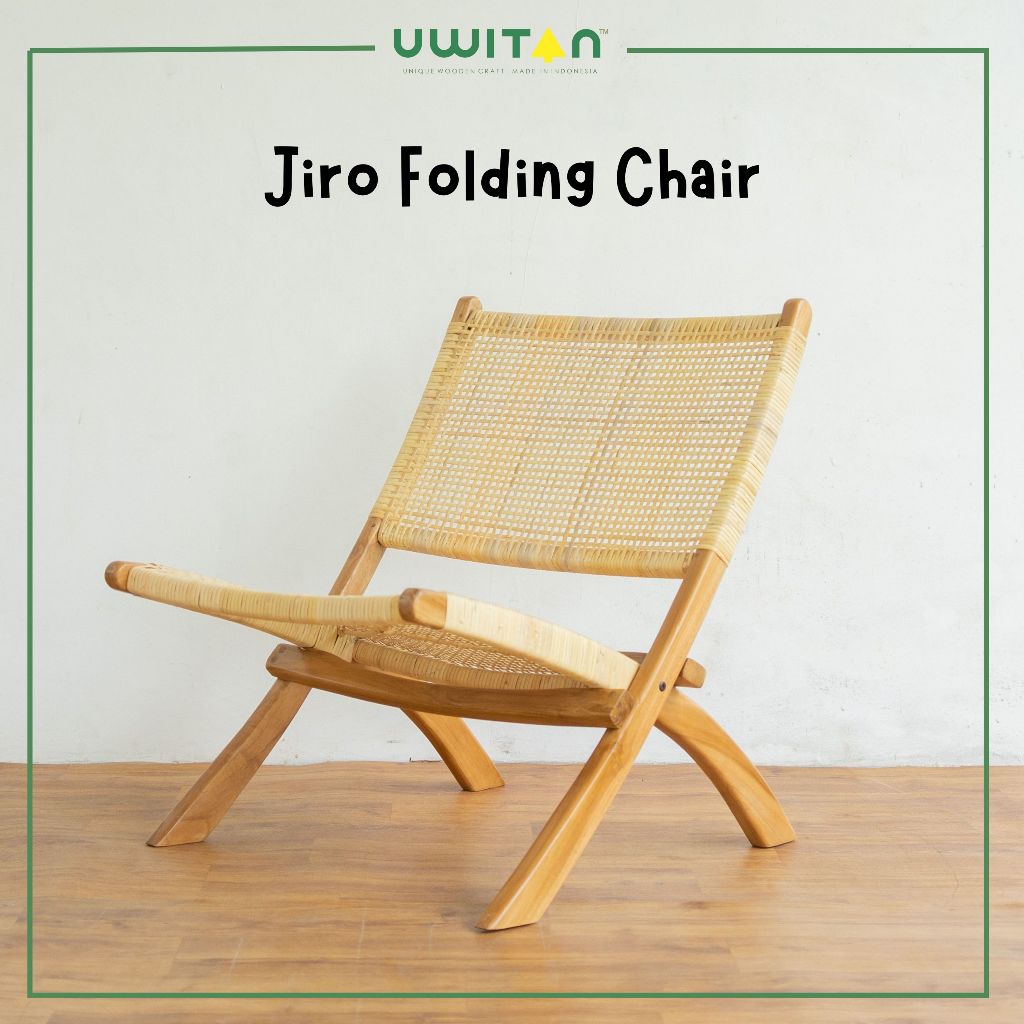 Uwitan Jiro Folding Chair - Kursi Lipat Outdoor Santai Sandaran Aesthetic  Bahan Kayu Jati Tebal Dan