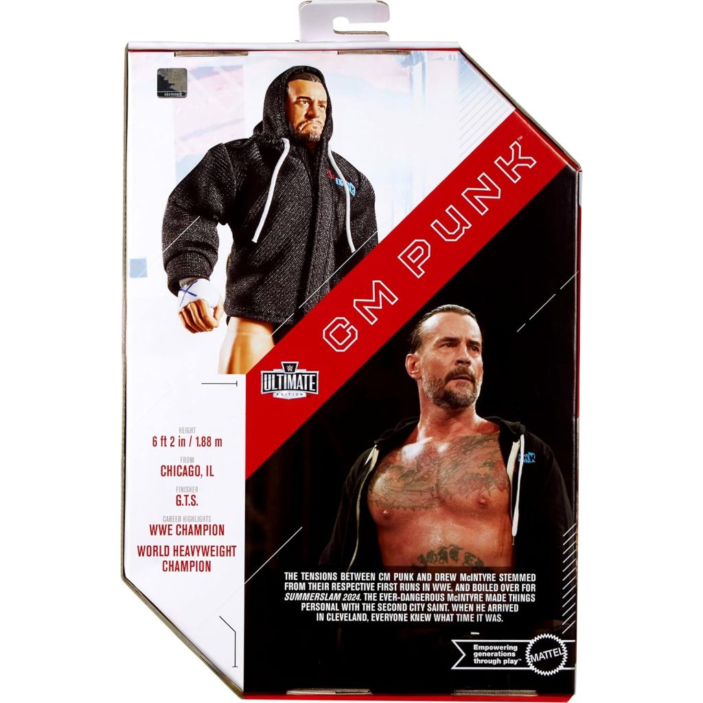Mattel WWE Ultimate Edition Action Figure & Accessories Set, CM Punk 6-inch Collectible, Swappable H