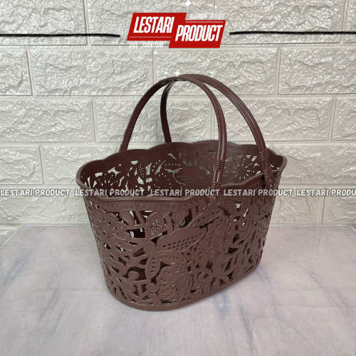 ( 6 PCS ) KERANJANG JINJING OVAL MOTIF BUNGA | KERANJANG UNIK | KERANJANG PLASTIK | KERANJANG SABUN 