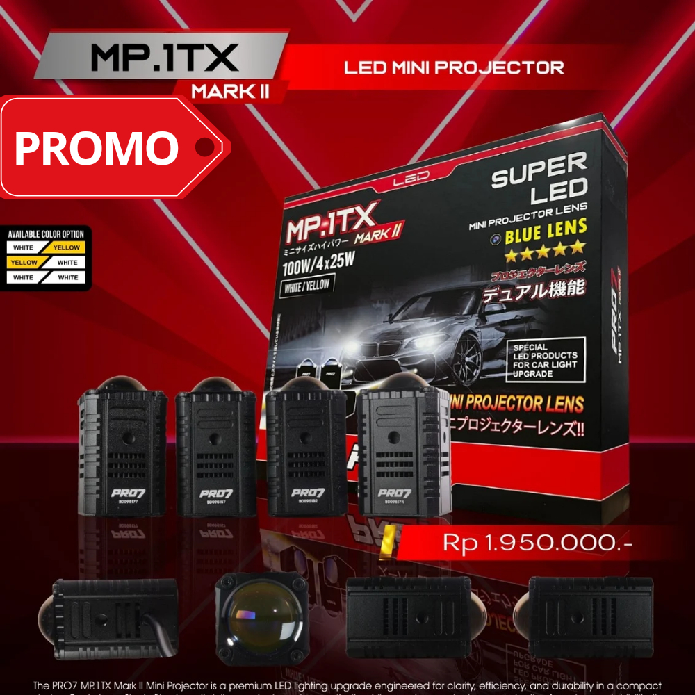 PRO7 MP.1TX MARK II Lampu Mobil Mini Projector LED 5700K Double Lens Flat Cut Off Headlight