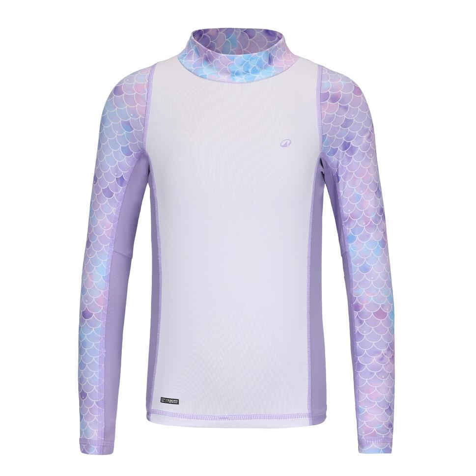 Decathlon OLAIAN Kaos Lengan Panjang Anti UV Selancar Anak Perempuan 500 - Motif Sisik Ungu Muda - 8