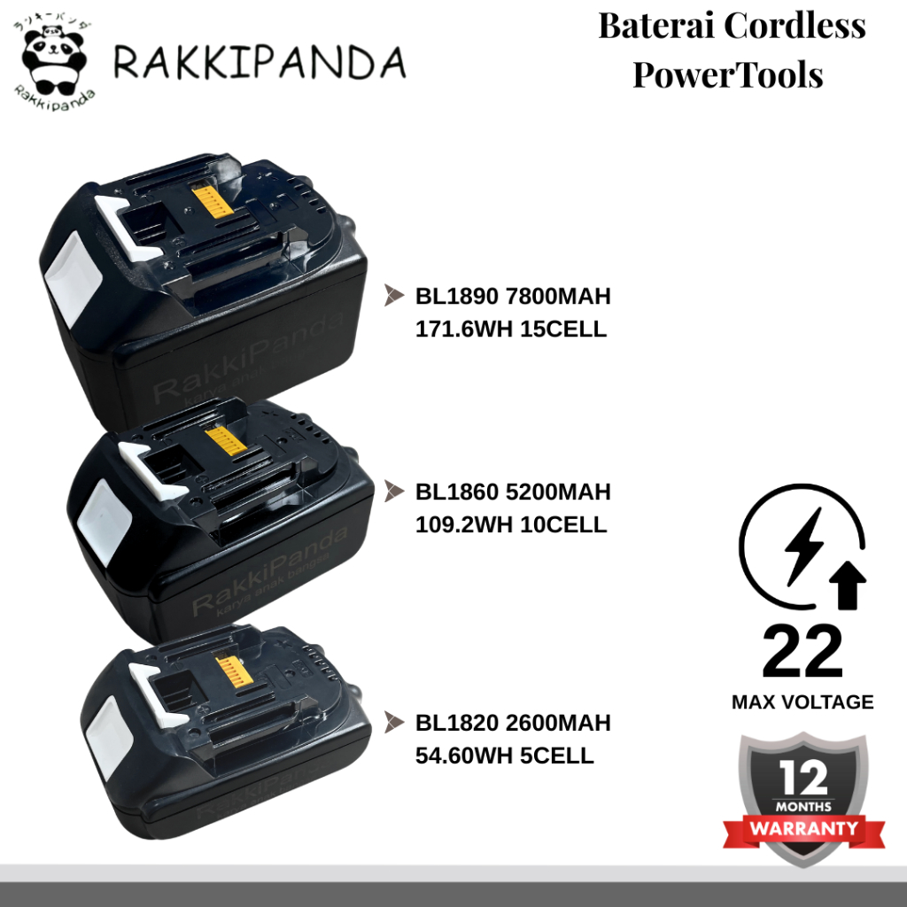 Rakkipanda - Baterai Bor cordless Makita Lithium Tools 22V