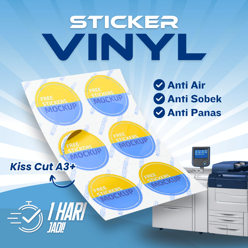 Sticker Vinyl A3+ Cetak Sticker Vinyl A3 Custom Print Sticker Tahan Air