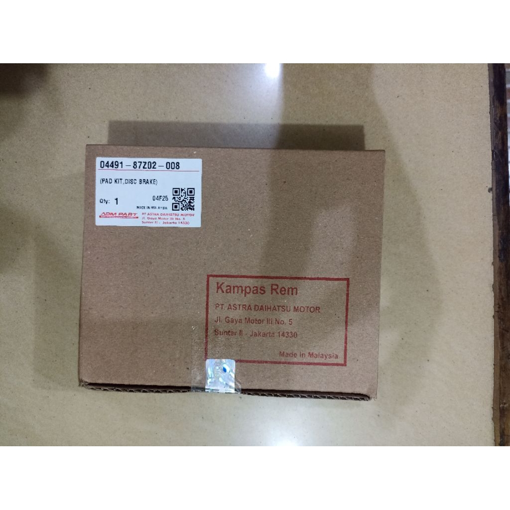 Brake Pad Depan Avanza Xenia Asli 04491-87Z02-008