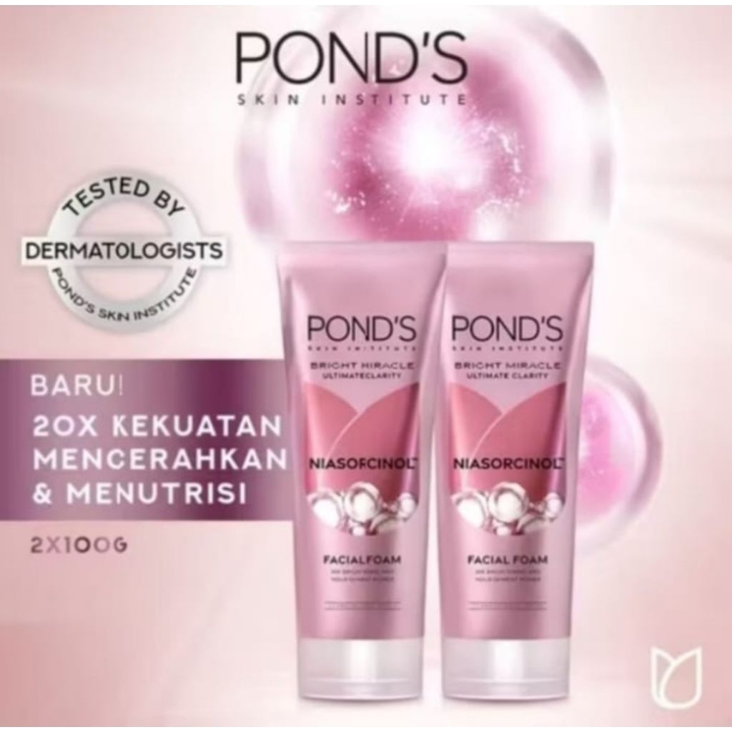 Paket hemat Ponds Bright Miracle Ultimate Charity Niasorcinol Facial Foam Pink 100g × 2 / Sabun cuci
