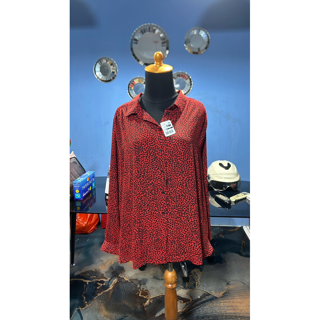 kemeja blouse wanita h&m leopard preloved