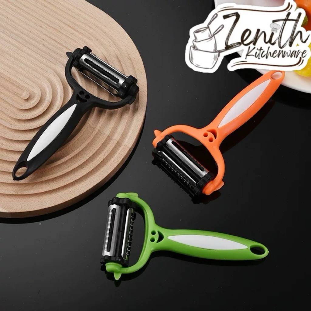 PEELER STAINLESS STEEL SERBAGUNA 3 IN 1/ PISAU KUPAS SERUT GELOMBANG/ PEELER 3 KEPALA ROTO PEELER