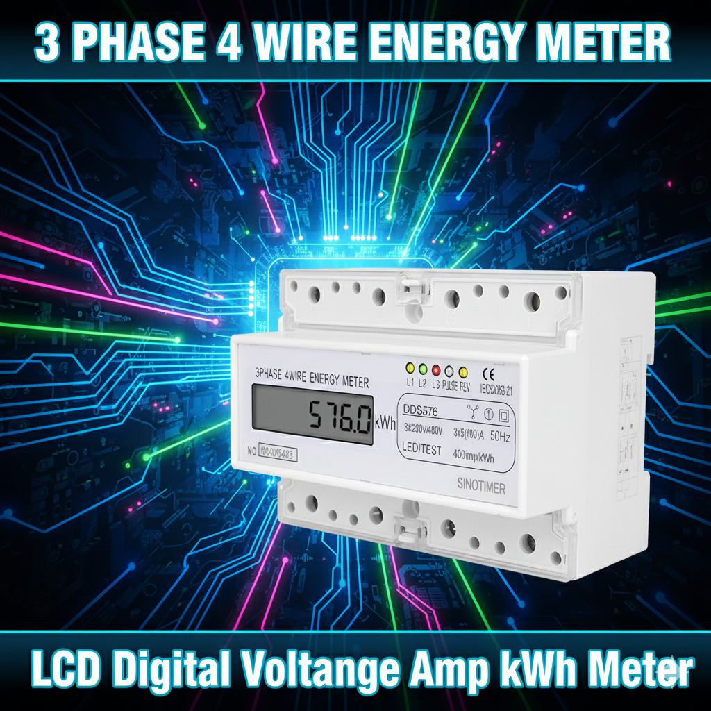KWH Meter Digital 3 Phase Din Rail KWH Watt Hour Din Rail Energy Meter LCD 100A 3x230  400V