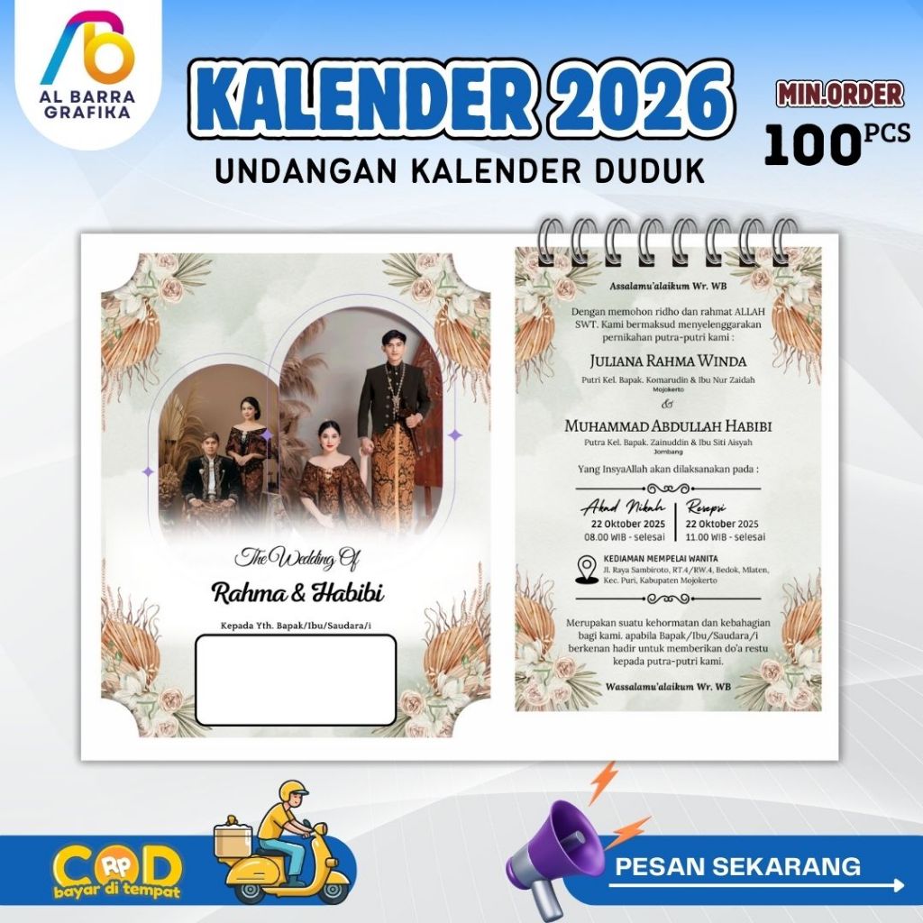 UNDANGAN PERNIKAHAN KHITAN KALENDER DUDUK CUSTOM