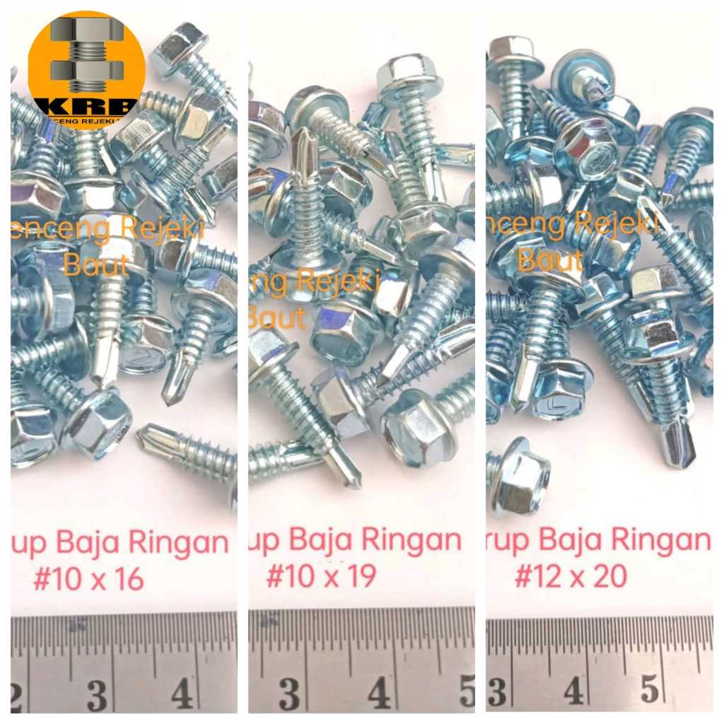 Sekrup Baja Ringan 10x16, 10x19, 12x20 / Baut Baja Ringan Moon Lion