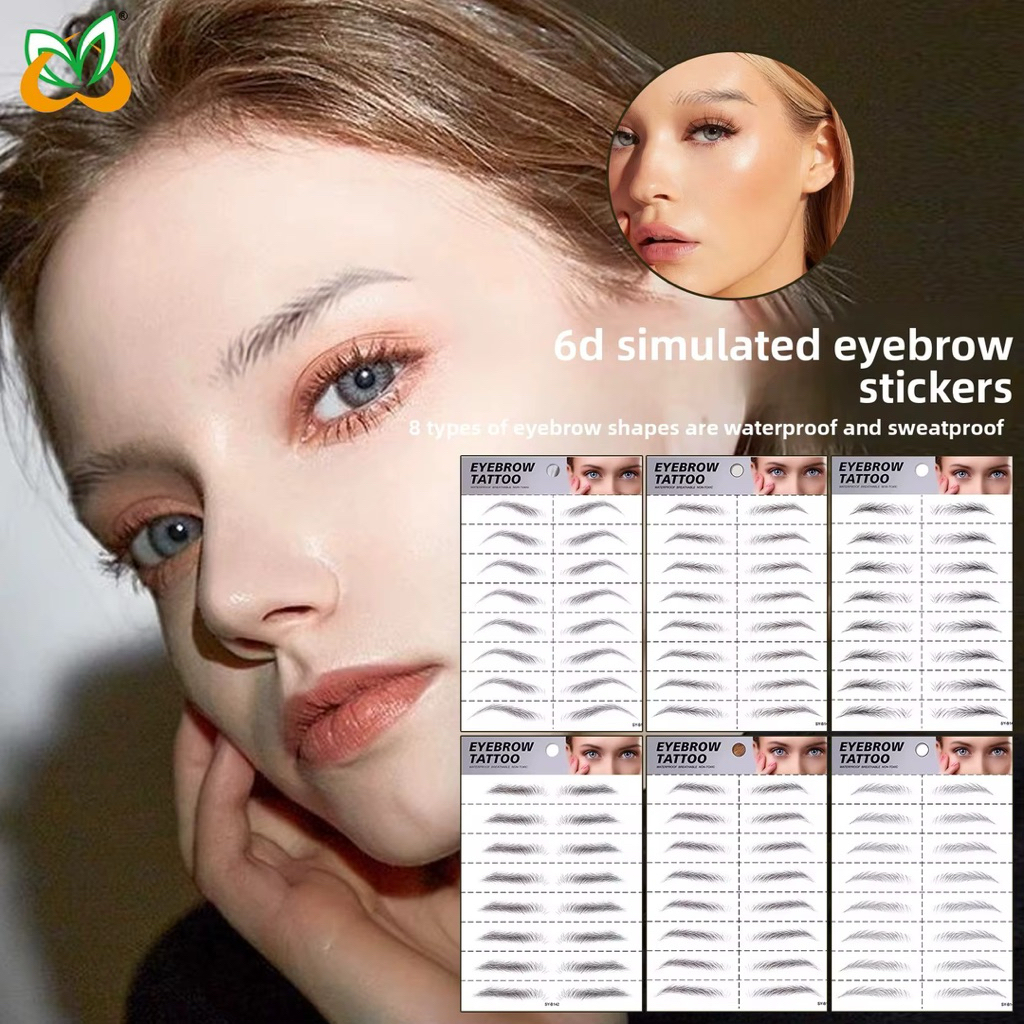 [8 Pasang] 6D EYEBROW TATTOO STICKERS Alis Waterproof Stiker Alis 6D Eyebrow Sticker Tato Alis