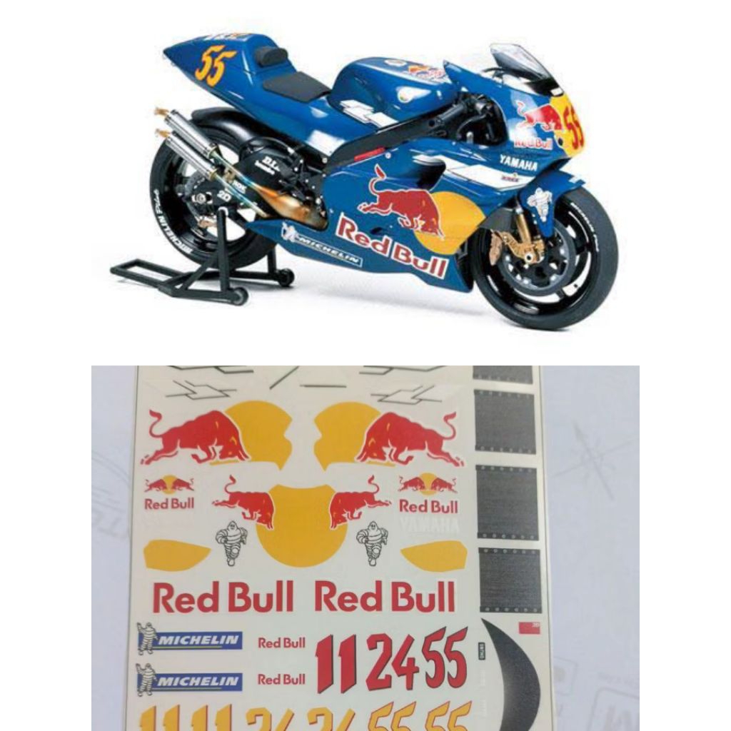 Decal Yamaha YZR 500 1/12, Decal Yamaha Redbull non precut