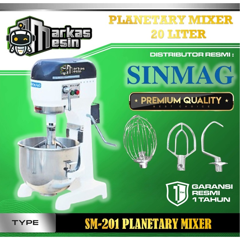 Planetary Mixer SINMAG SM-201 Mesin Pengaduk Adonan Planetary Dough Mixer SM 201