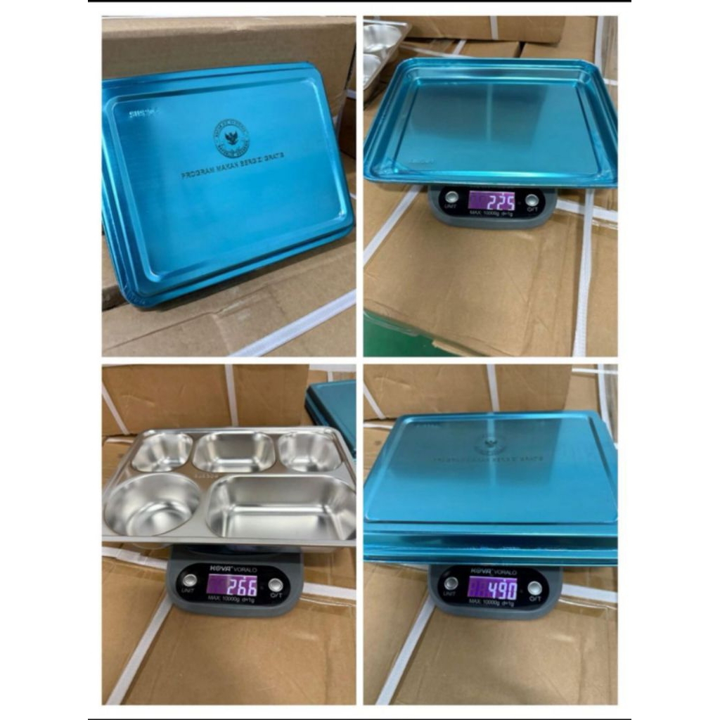 TRAY makan stainless 5sekat+tutup tebal food tray stainless lunch box 5sekat