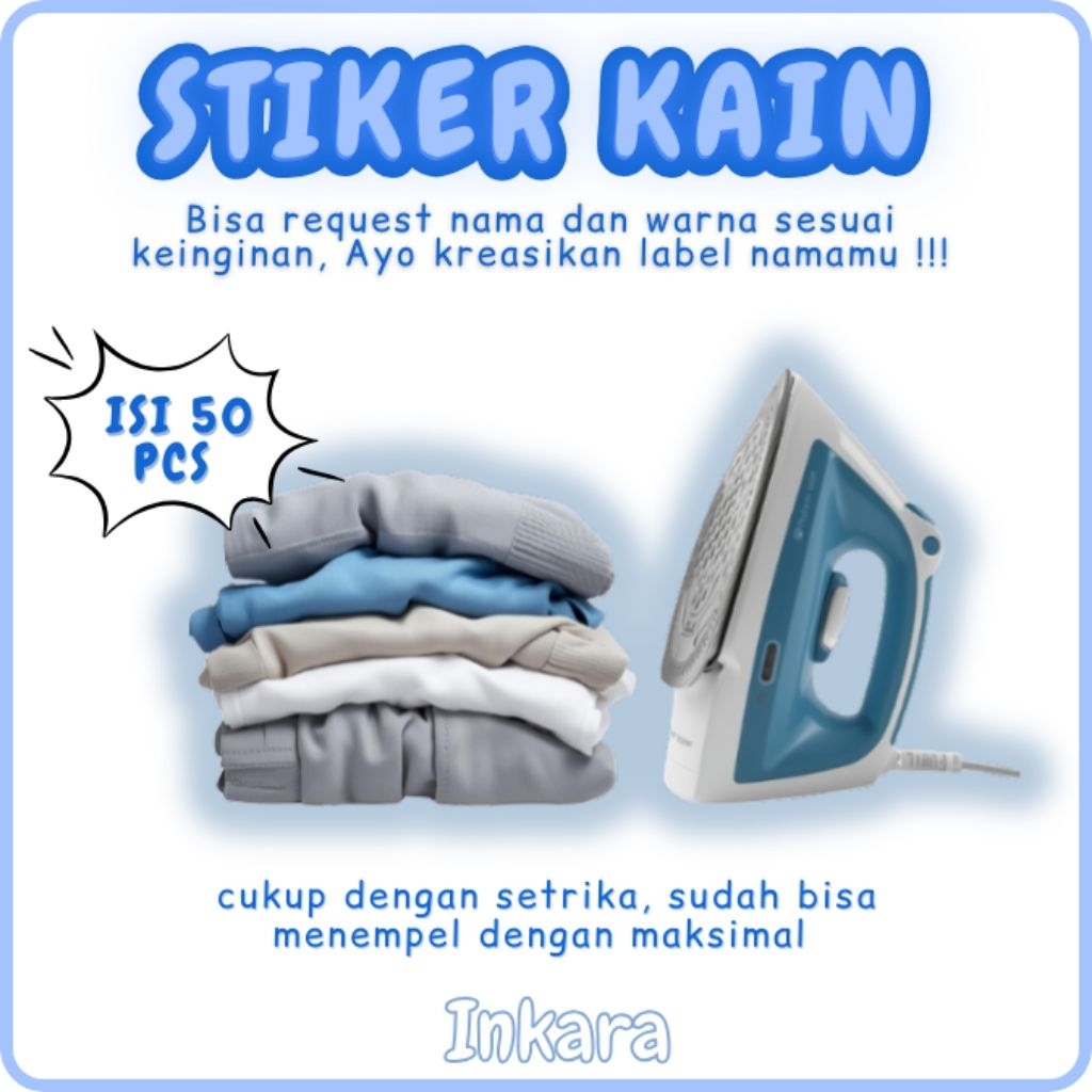 Sticker Label Nama Kain Baju Isi 50Pcs Stiker Kain Label Nama Baju Anak