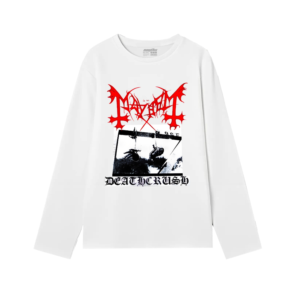 Nouths Tshirt Lengan Panjang Mayhem Death Crush Music Cotton Combed 24s  Unisex
