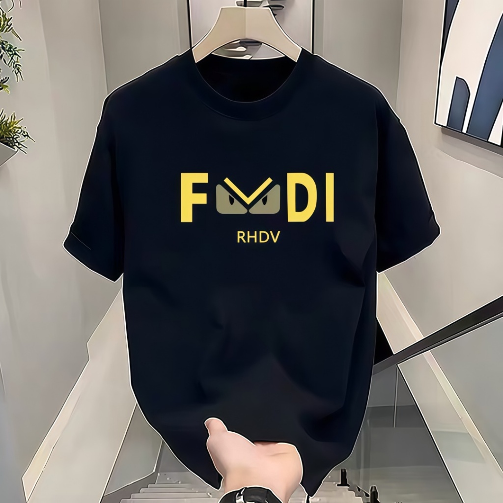 【Kaos Lengan Pendek Katun】Kaos Lengan Pendek Katun dengan Cetakan Merek Trendy, Gaya Keren Nista (Pi