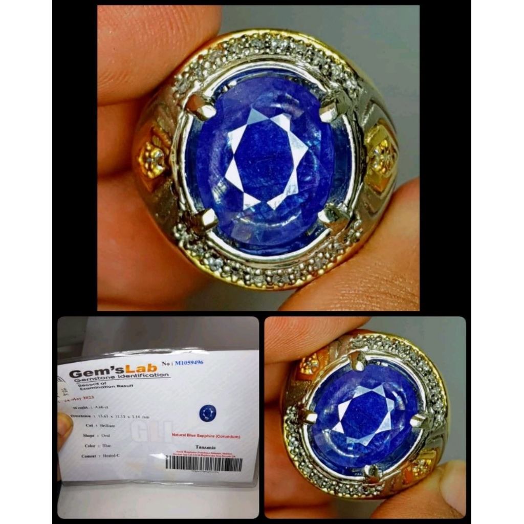 natural royal blue sapphire jumbo + sertifikat lab ya