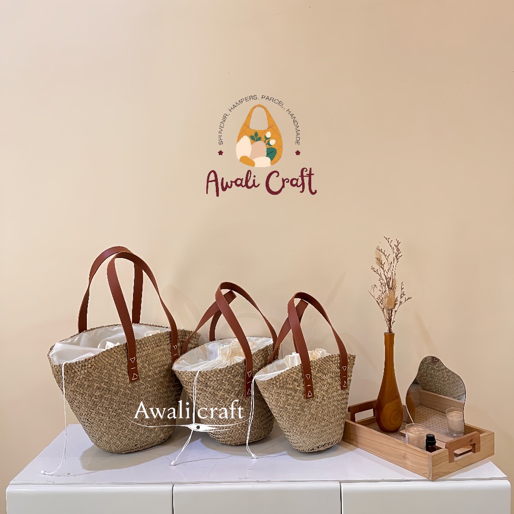 Awalicraft-Tote Bag Anyaman Mendong Kepang Wanita Unik Etnik Tas Anyam Tas Pantai / Tas Bali / Tas H
