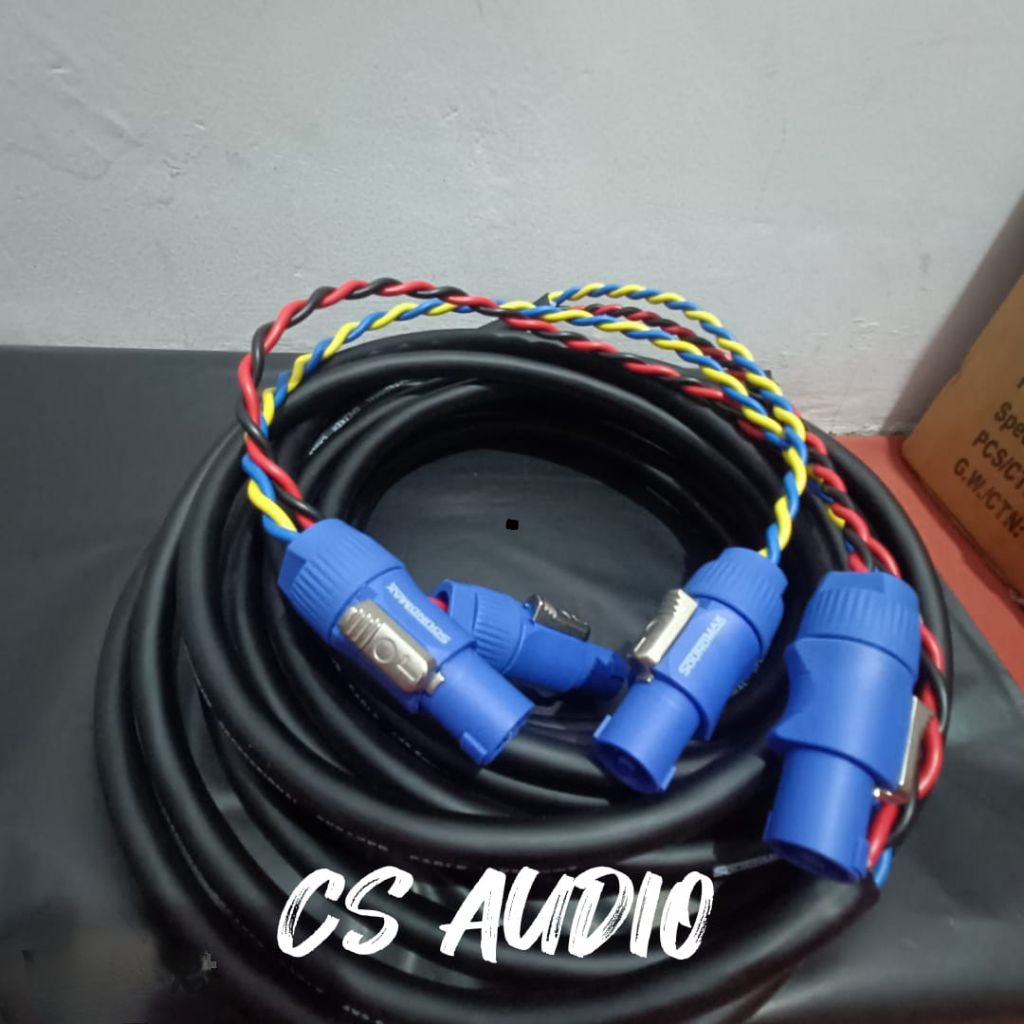 25 METER PROFESSIONAL KABEL SPEAKER SOUNDMAX 4X2.5 PLUS JACK SPIKON SOUNDMAX BIRU
