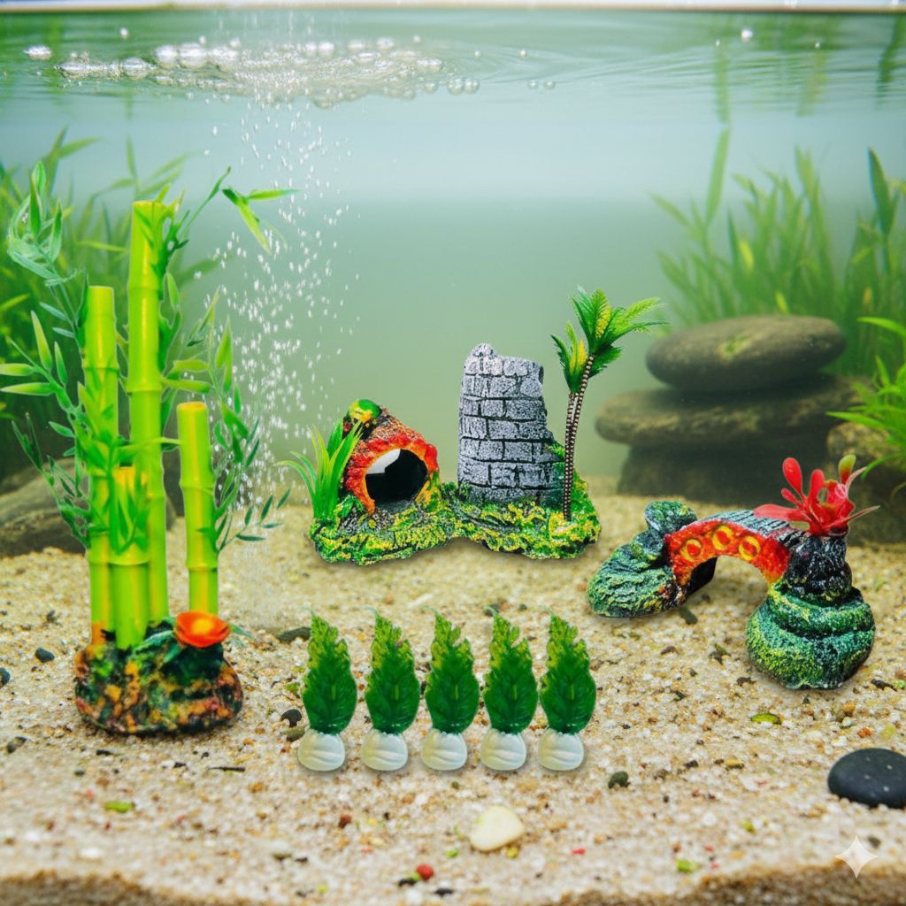 Paket komplit hemat Hiasan Aquarium Ornamen Akuarium Dan Dekorasi Aquascape Bambu Besar Satu Paket