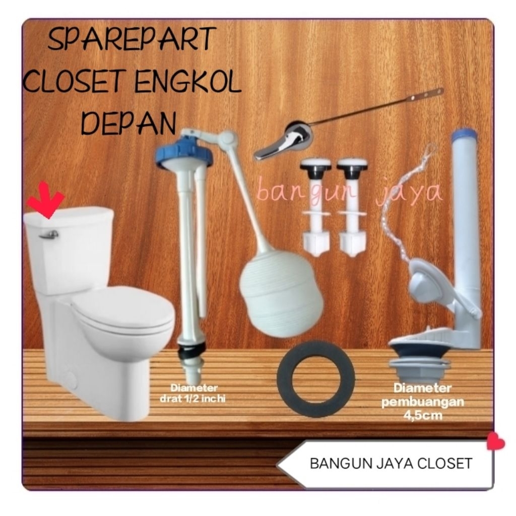 Sparepart Closet duduk engkol depan Alat dalaman tabung toilet wc duduk