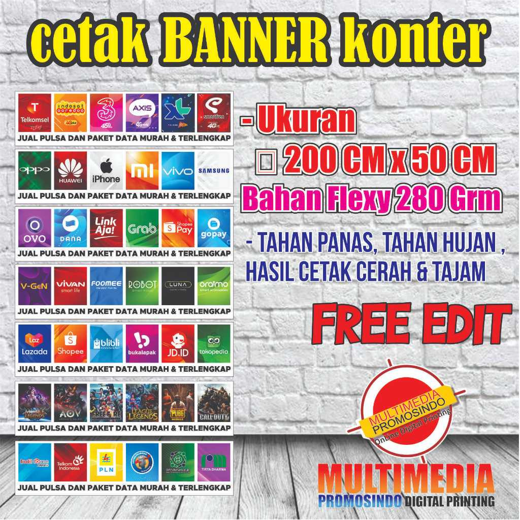 Banner Spanduk Konter Murah/ Banner Konter / Renda Konter Lanskap (BISA COD)