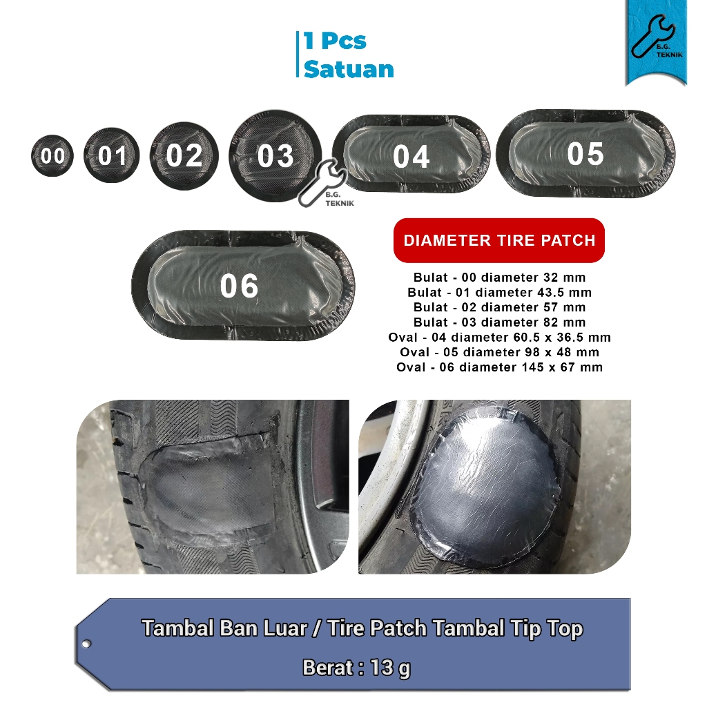 Tire patch Tambal tip-top / Tambal Ban Luar Tyre Patch