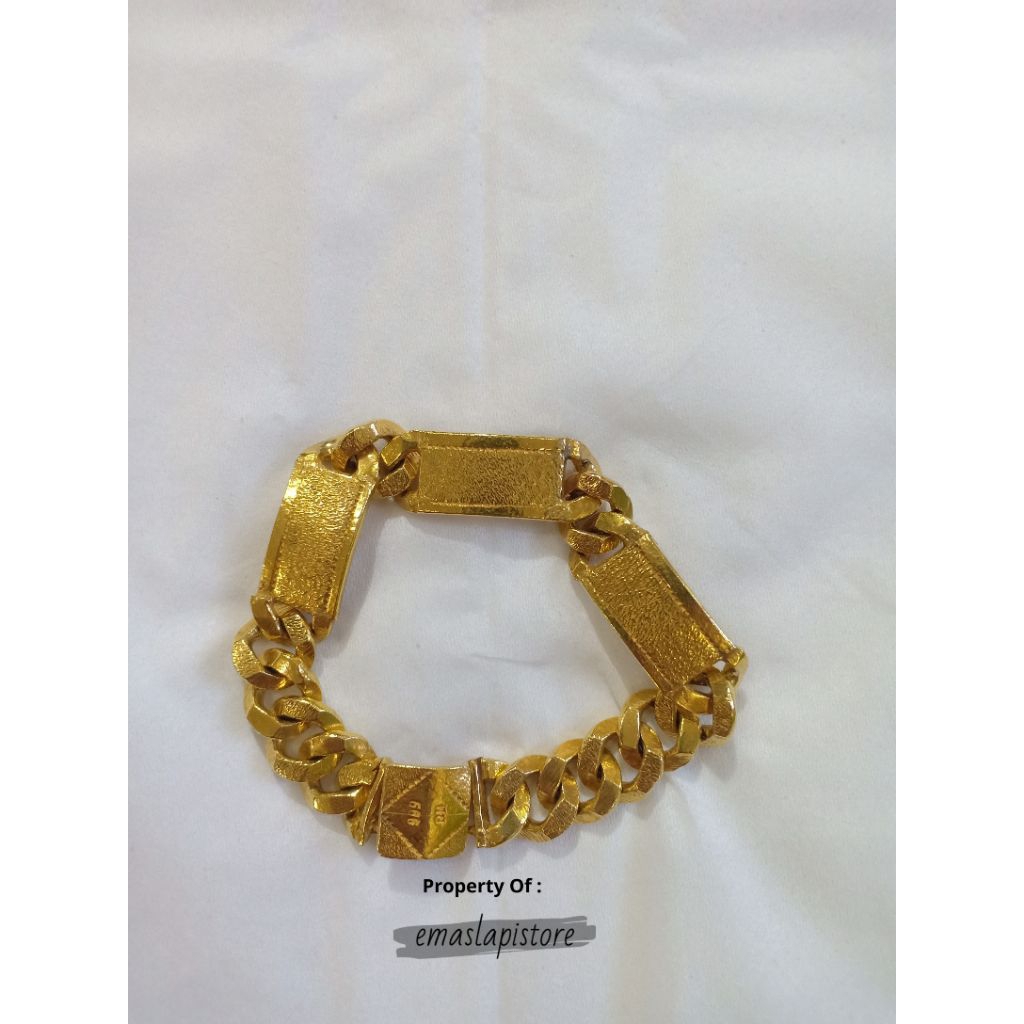 Gelang Medium Plat Pasir Petak Lapis Emas 999 Banjar