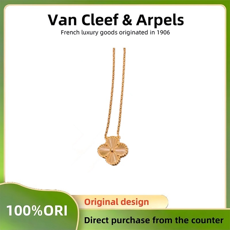 【18K Emas Asli/100%ORI】Van Cleef & Arpels Siya Lucky Alhambra Series Wanita Kalung